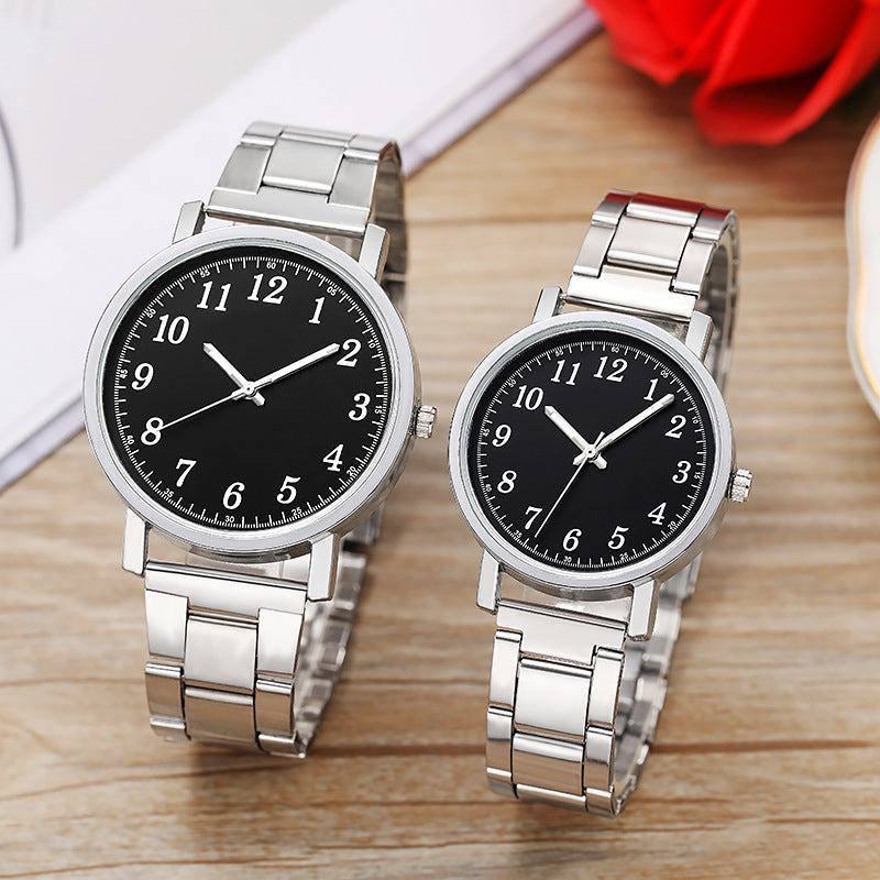 Factory direct women's stainless steel band men's watch women's watch quartz watch men's couple watches gift set business watches