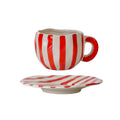 Hand-painted ceramic coffee cup and saucer set - unique gift mug - creative niche gift - high-value handcrafted cup