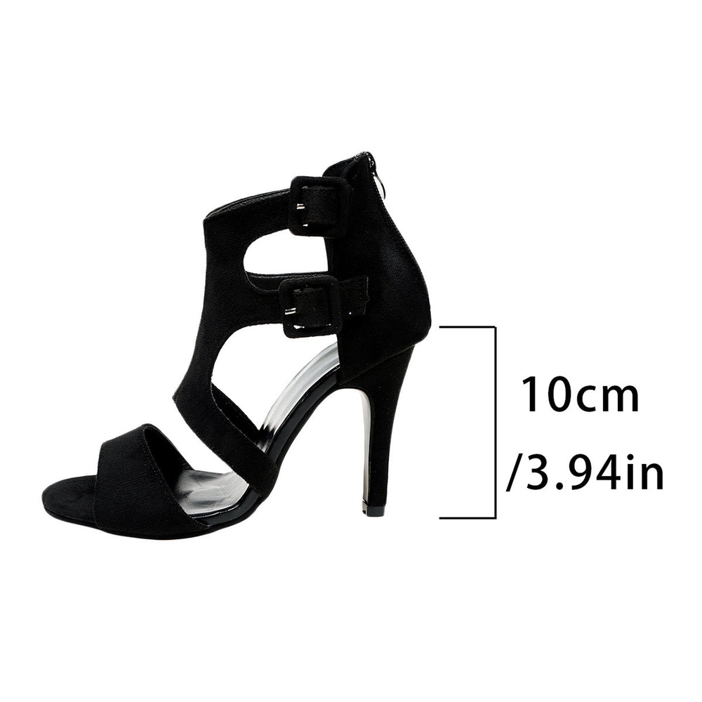 2026 new european and american style hollow-out plus size high heel sandals - summer cross-border export stiletto peep-toe padded heel sandals for women