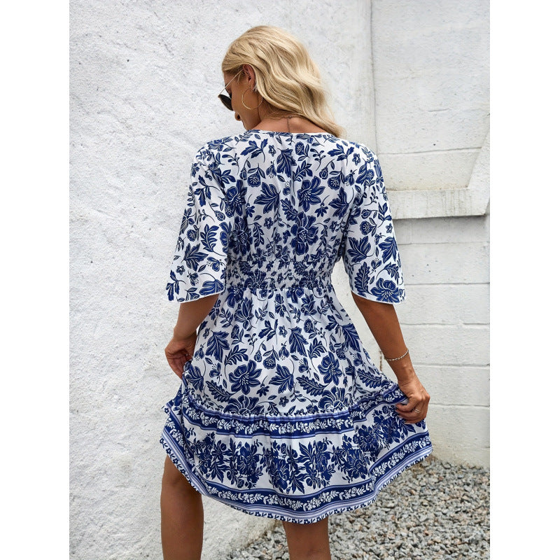 listing: new  women's original elegant v-neck floral print dress