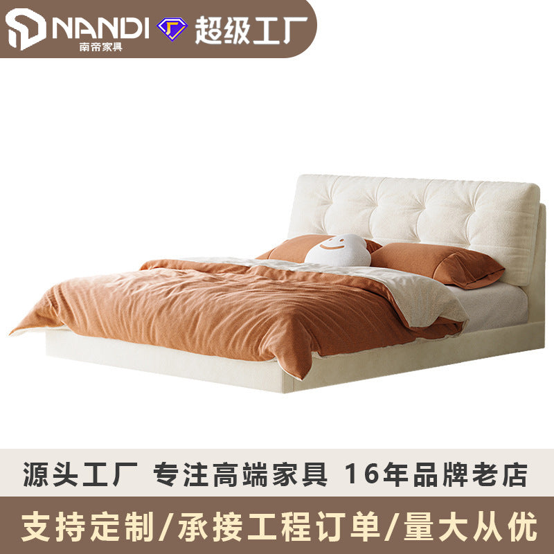 Foshan factory personalized fabric bed designer bed master bedroom fairy suspended french cloud bed cream style wedding bed