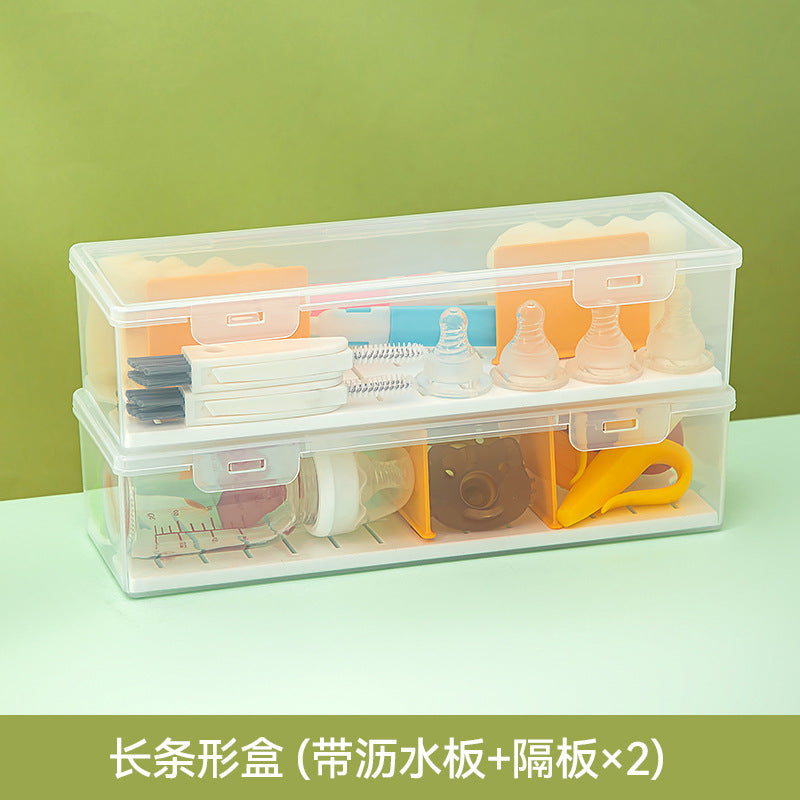Plastic bottle pacifier grid storage box with lid dustproof desktop transparent molar stick baby toothpaste storage box