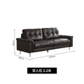 Retro black leather sofa, medieval style living room, small apartment, down designer straight row three-slot nebula sofa
