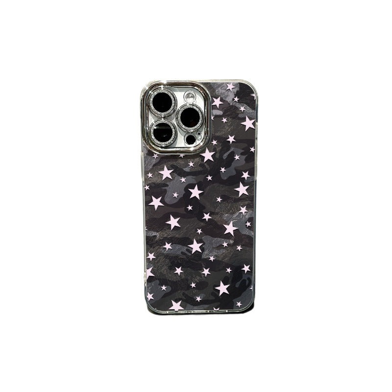 Full screen pink star hole vortex suitable for apple 17 mobile phone case iphone14promax glitter hard case 16