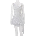 European and american  spring new women's high-end elegant sweet & sultry ribbon-trimmed jacquard cami dress