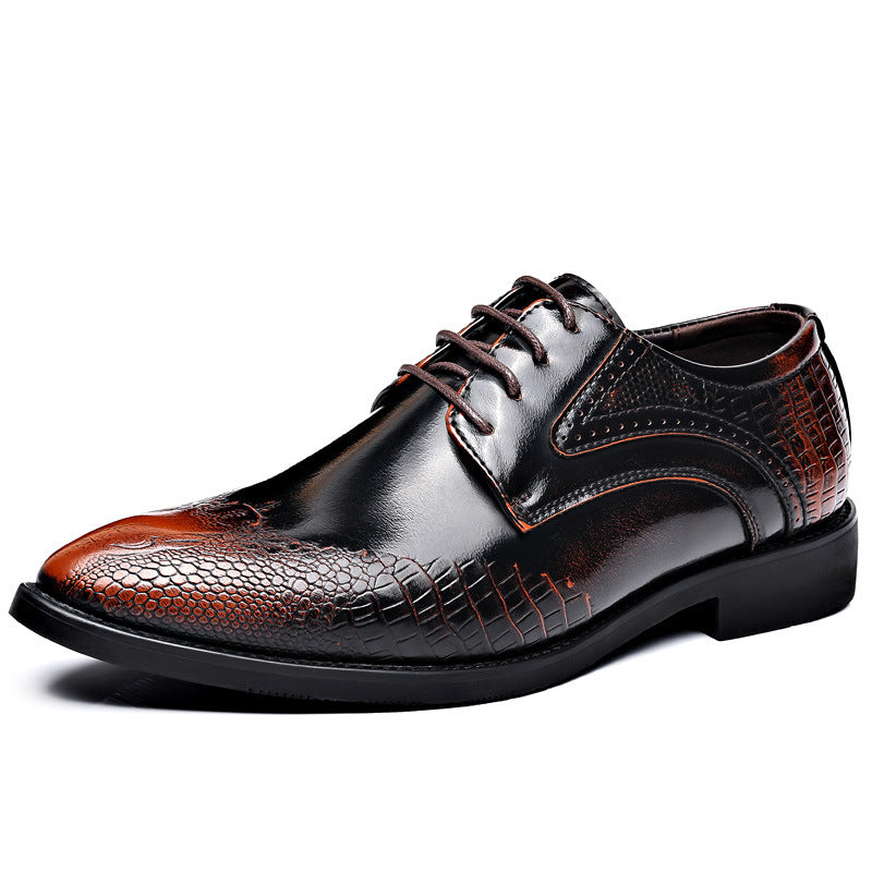 2024 new men's leather dress shoes - business casual, crocodile embossed, british style, korean design, pointed toe, plus size available