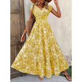 Shipped: bestselling new printed v-neck, cinched-waist maxi dress for independent e-commerce stores – european and american cross-border summer dress