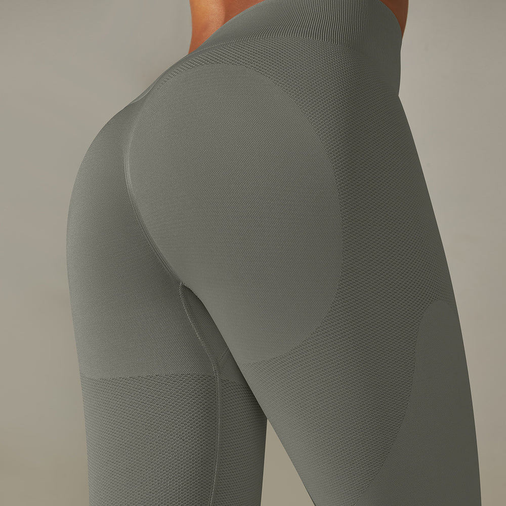 fashion seamless knitting tight high waist hip lifting peach pure color yoga pants sports running fitness bottom pants