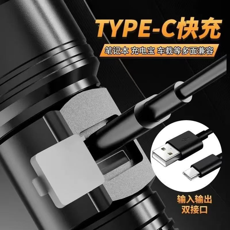 Cross-border explosive strong light flashlight outdoor super bright long-distance shooting P50 flashlight telescopic focusing high-power portable flashlight