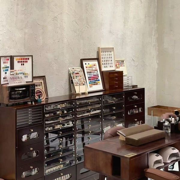 Solid wood antique walnut manicure counter display cabinet nail polish storage cabinet nail polish glue nail shop locker