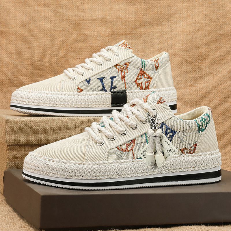 Canvas shoes men's shoes winter breathable trendy corduroy flats shoes men casual lightweight thin old beijing cloth shoes