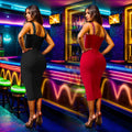 C7070 cross-border   independent station fashion women's camisole rhinestone embellished midi dress - new arrival
