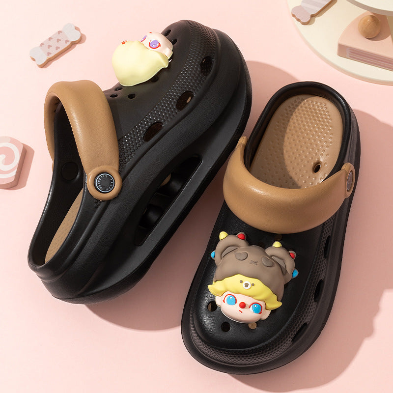 Adult women's thick bottom crocs women's new arrival non-slip beach heightening toe cap sandals slippers women's summeroutwear
