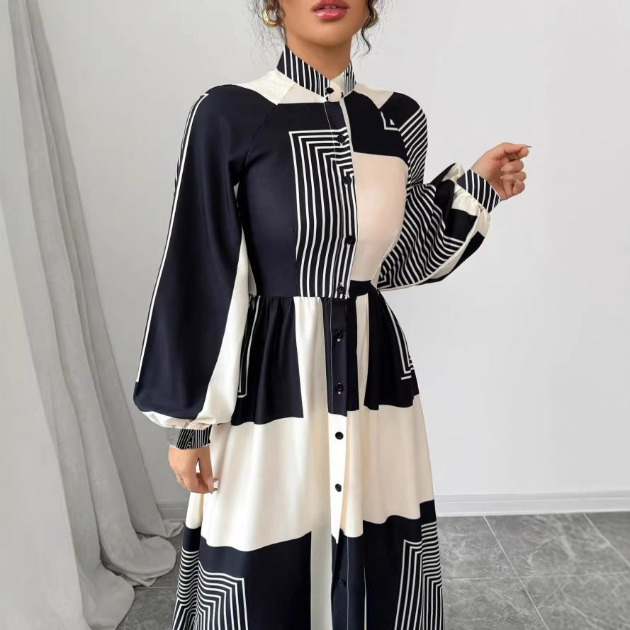 European and american women's clothing  new arrival: export-grade printed pleated fashion tie-up casual plus size african dress