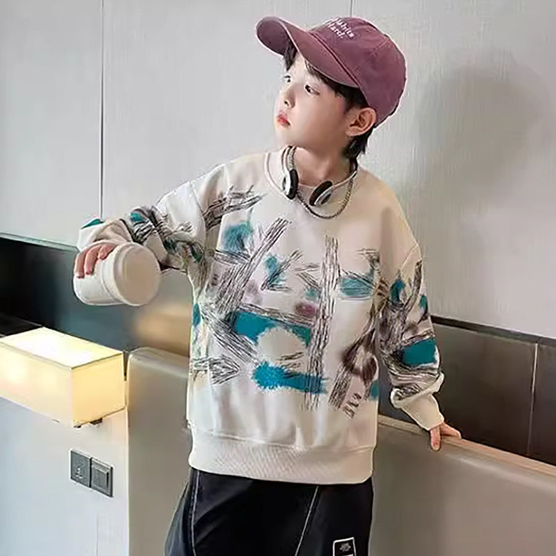 Spring autumlong sleevest-shirt boys new arrival youth student handsome casualsweatshirt men's big children's clothingtops