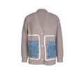 Amazon new european and american fashion women's loose knit sweater with panelled design, single-breasted button closure, and denim pocket cardigan