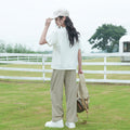 Girls' relaxed fit two-piece set:  outdoor active ruched summer casual lightweight short-sleeve outfit
