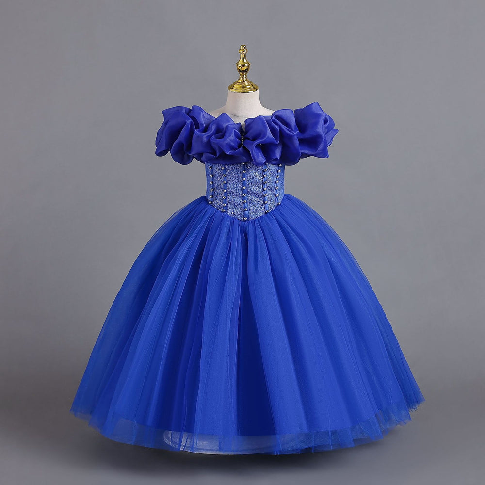 Export ready-made one shoulder kids dress strap princess dress female flower girl christmas dress kids dress
