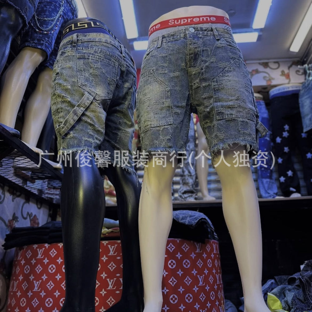 Summernew arrivalprintingmenhalf lengthjeans shorts wholesalemen jeans shorts wholesale