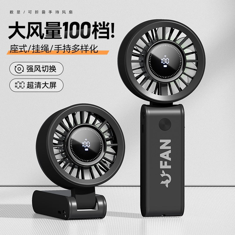 2026 new handheld neck fan with digital display, usb rechargeable, mini portable outdoor camping fan - powerful wind, low power consumption