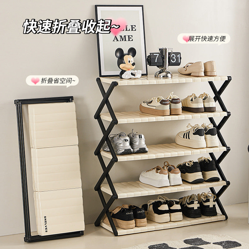 Simple door shoe rack multi-layer household installation-free foldable dormitory shoe storage artifact shoe cabinet storage shelf