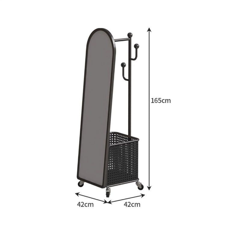 Cream style full-length mirror, rotate full-length mirror, fitting mirror, movable floor-standing clothes rack, floor mirror, all-in-one coat rack