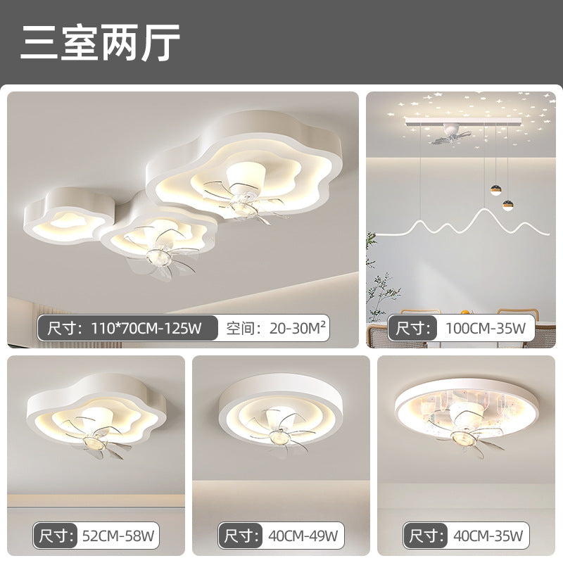 Living room fan light ceiling light dining room bedroom full spectrum silent shaking head fan lighting combination whole house package