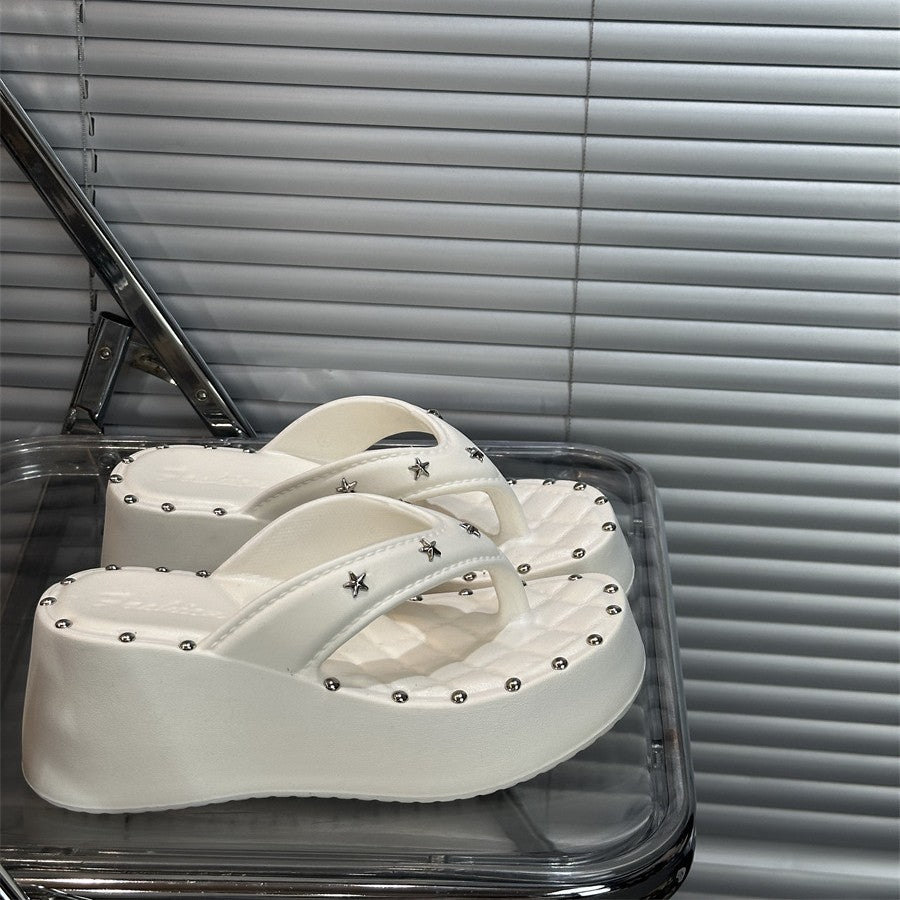 7cm punk internet celebrity thick sole flip-flops women's outwear 2026new arrivalsummer sandals and slippers for summer outings