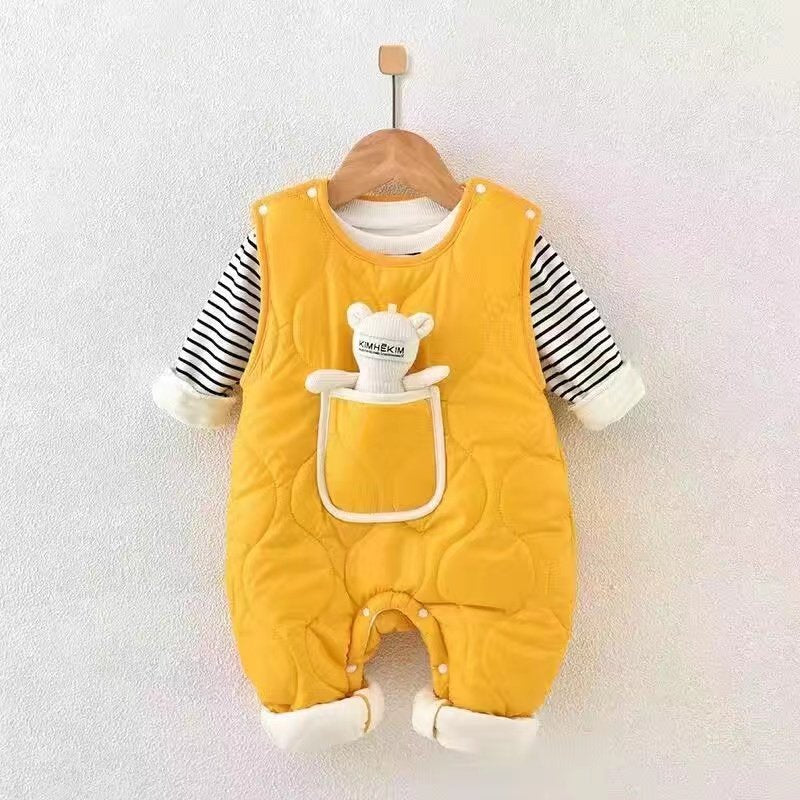 Newborn baby clothes autumn winter cotton-padded rompers overalls thin cotton onesies autumn and winter outing wear for boys and girls