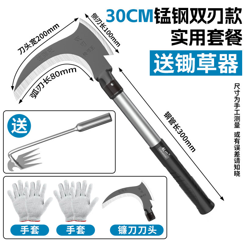Chuangyi high manganese steel sickle agricultural grass cutting and wheat cutting special firewood cutting and pruning rice cutting tools factory direct sales
