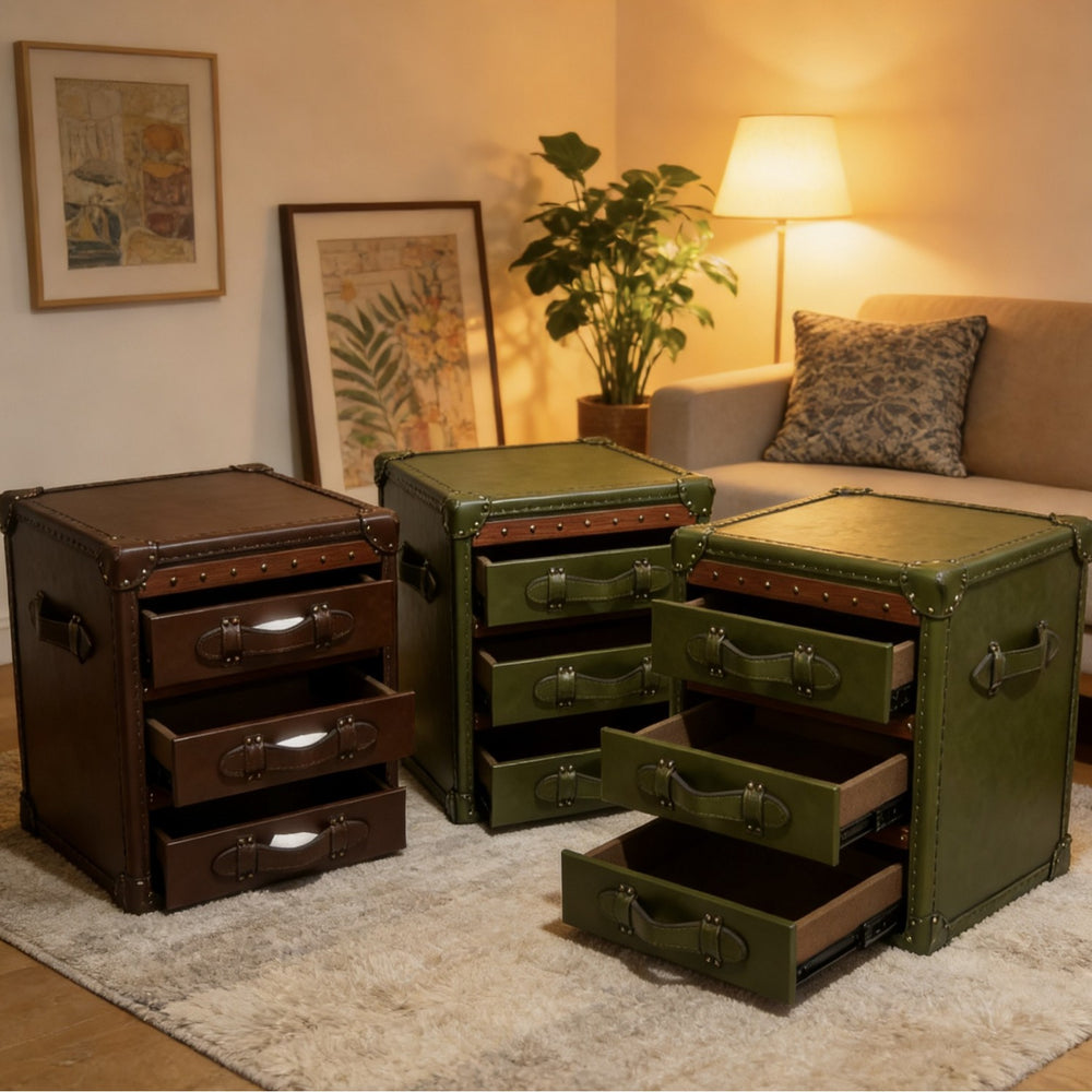 Medieval style cigar bar suitcase coffee table american retro decorative cabinet private wine cabinet oil wax leather storage cabinet clothing store