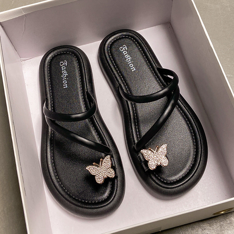 Best sellingbows toe slippers women's outwear summer retro flip flops sandals outing fashioneasiest for match one-line slippers women