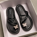 Best sellingbows toe slippers women's outwear summer retro flip flops sandals outing fashioneasiest for match one-line slippers women