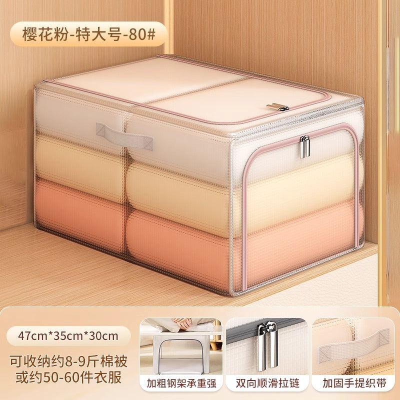 PVC transparent clothes storage box household clothes pants folding storage organizing box wardrobe storage layering artifact