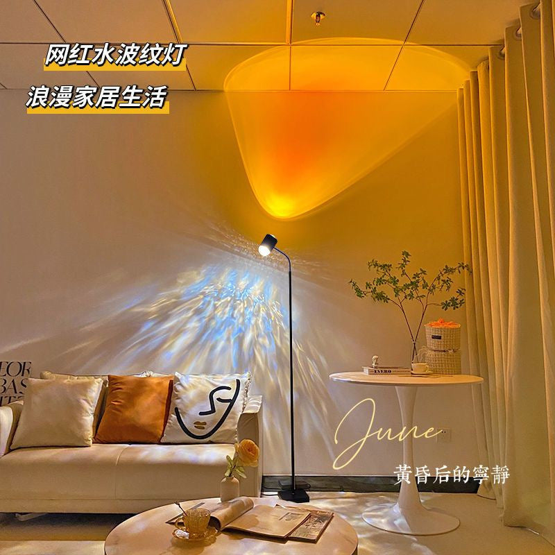 Water ripple atmosphere lamp popular sunset high-end double-head floor-standing live broadcast room background beauty salon bedroom sunset lamp