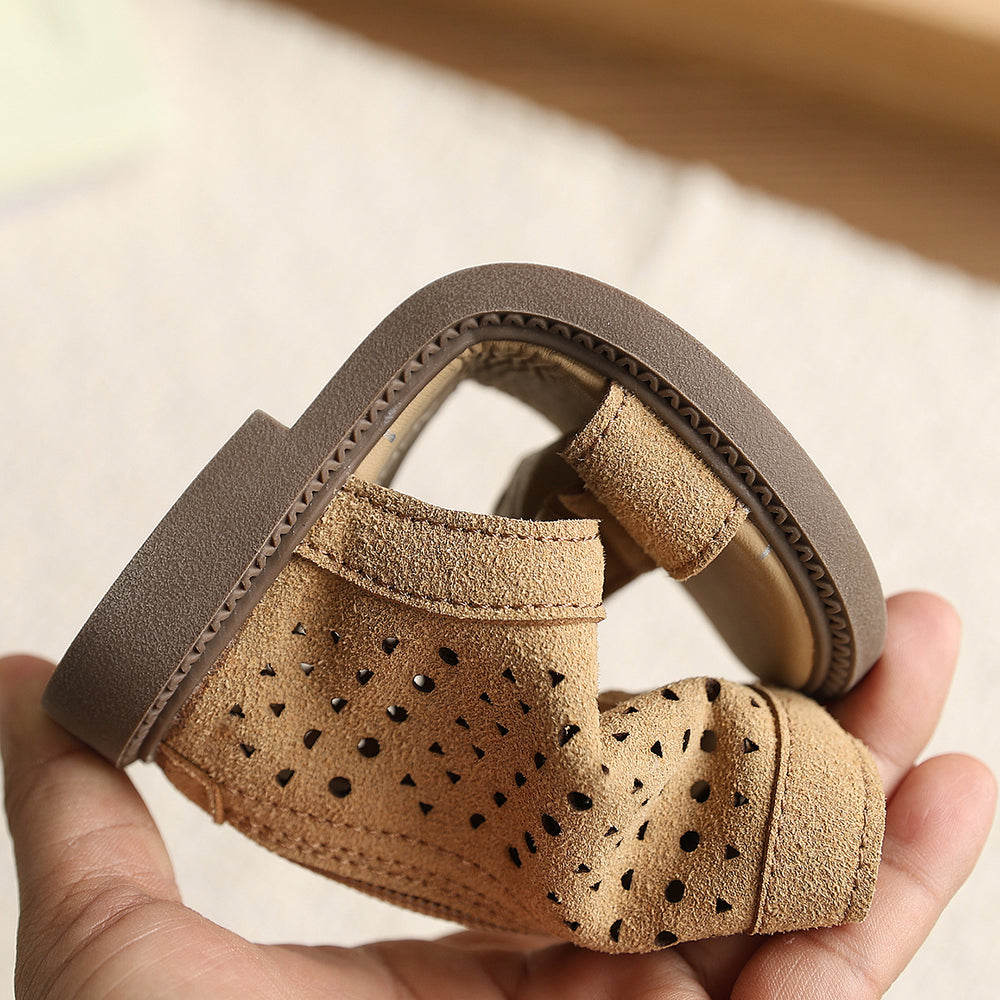 girls' sandals: new summer  collection - kids' fashionable retro british style hollow-out roman sandals