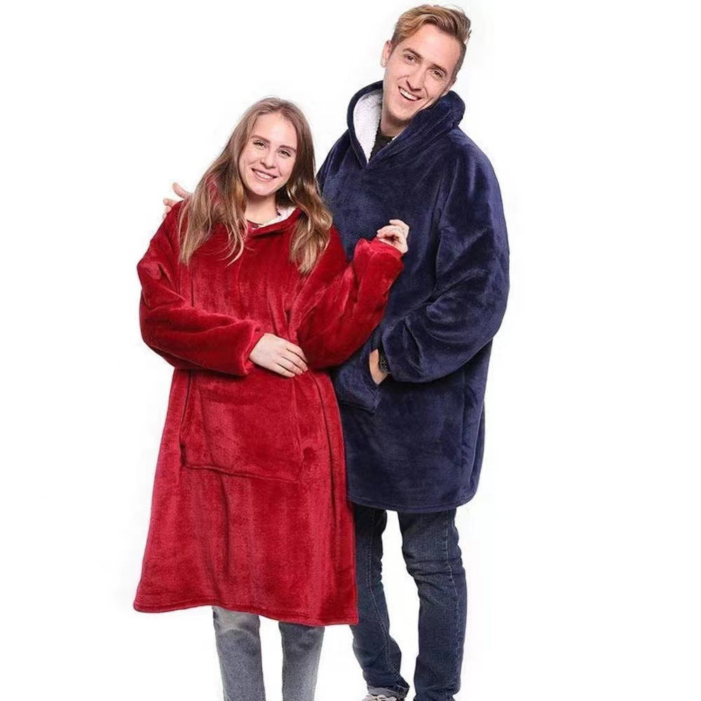 Thickened robe lazy clothes pullover fleece hooded tv blanket outdoor cold weather clothes lazy pajamas wholesale