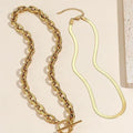 Amazon bestseller: gold-tone layered cable chain necklace with stainless steel ot clasp - everyday minimalist choker