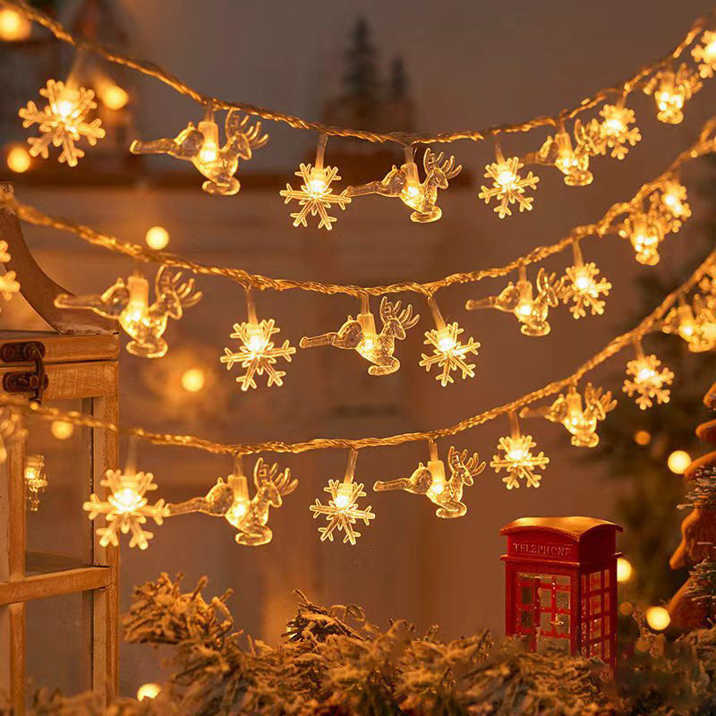 LED elk christmas tree snowflake star string festive decorative lights christmas atmosphere small lights flashing lights indoor