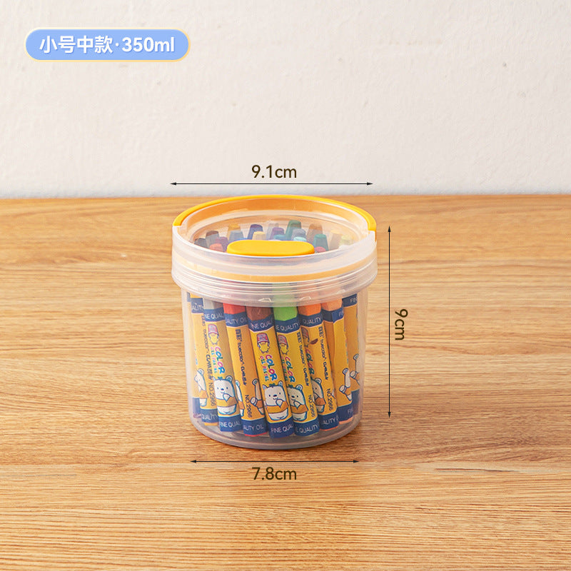 Desktop round handheld pen holder storage box with lid transparent plastic multi-functional desk sundries stationery storage box