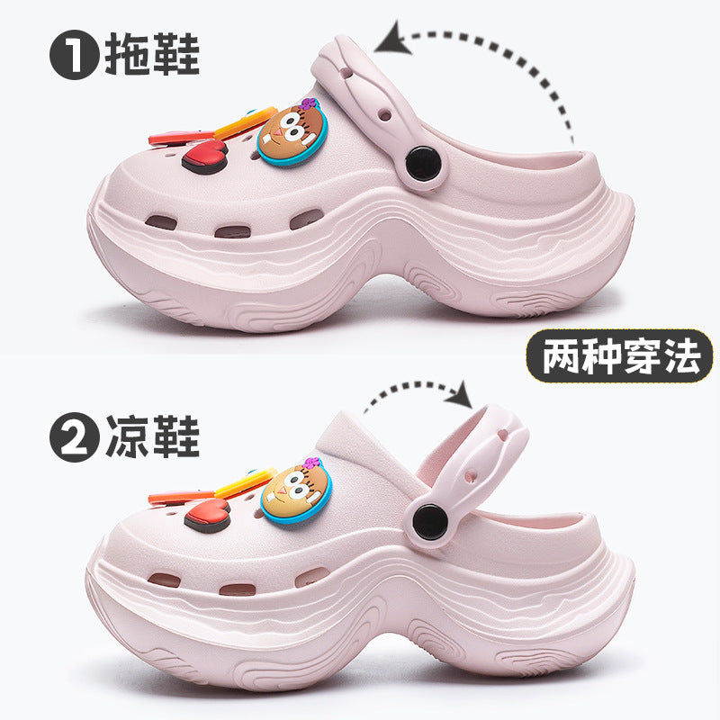 Spongebob squarepants thick sole goddess nightclub high heels crocs summer heightened toe beach sandals women's slippers