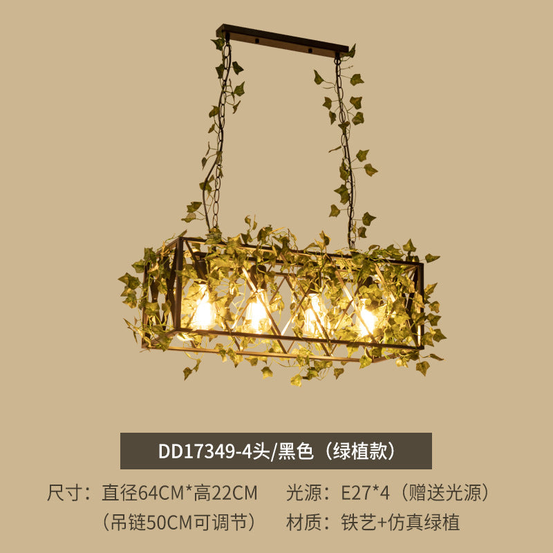 American industrial wind wrought iron bar counter plant bird cage chandelier creative personality art retro restaurant lamp green plant light