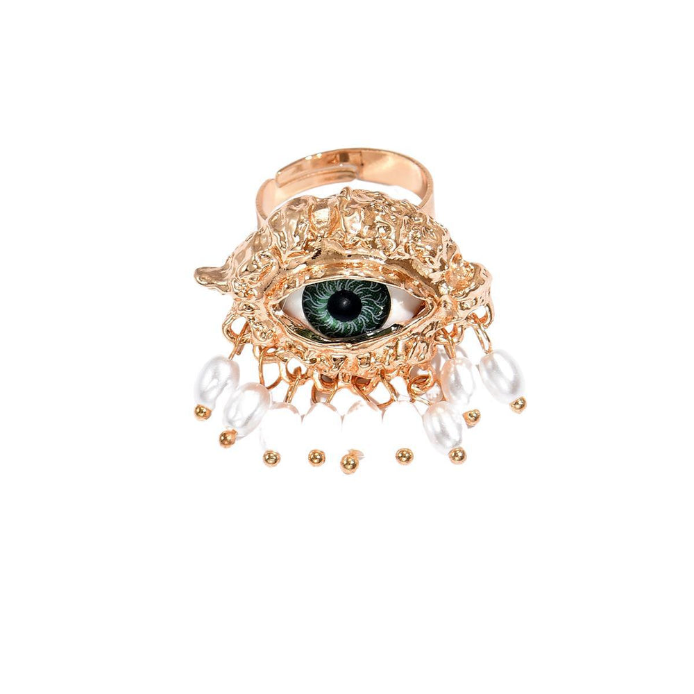 Wholesale vintage rings: european & american cross-border jewelry - devil's eye, luxury, niche, statement pearl open ring accessories