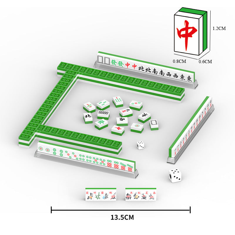 Trendy chinese mahjong diamond micro-particle children's educational building blocks - complete set, birthday gift, wholesale for street vendors