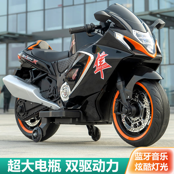 Children's electric motorcycle can seat adults, boys and girls, charging toy car, oversized double motorcycle with baby