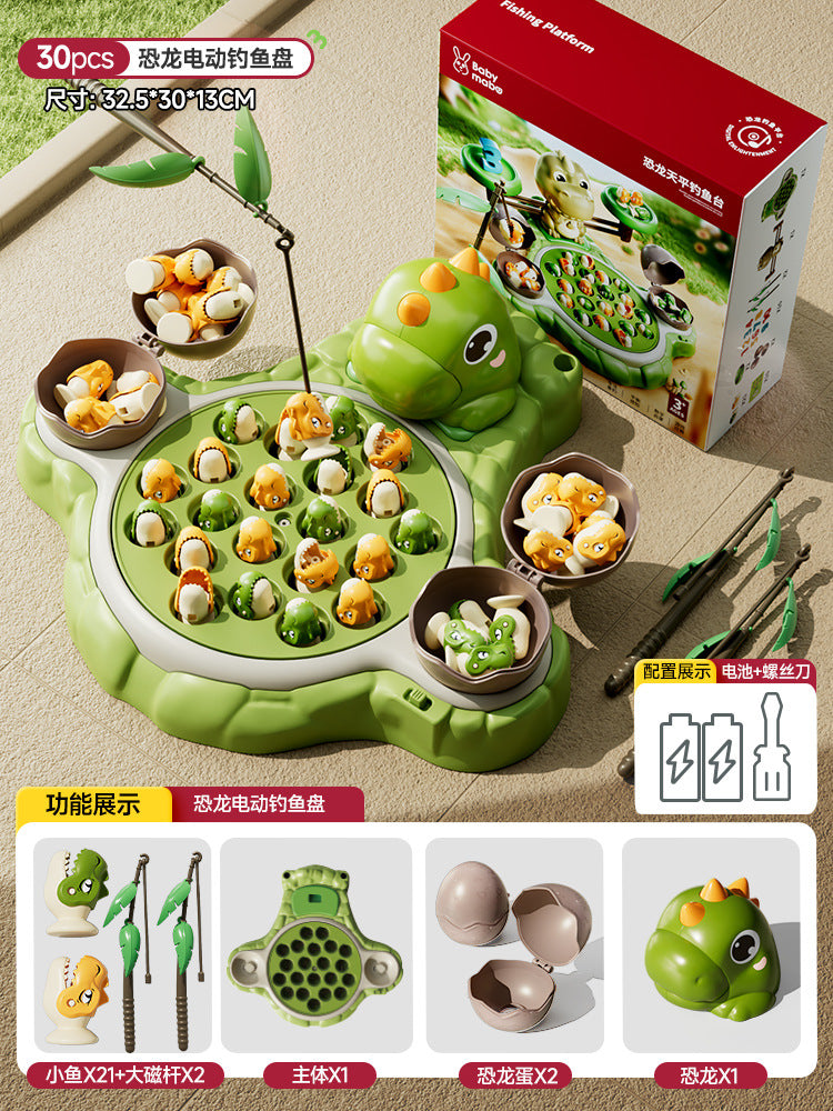Children's day competitive electric dinosaur rotating fishing game educational balance board early education tabletop toy gift for boys and girls
