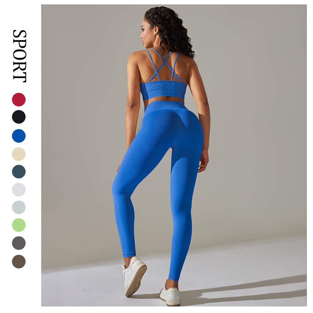 European and american new seamless yoga outfit for women - peach lift, high-waisted, tummy control, tight leggings set for running, sports, and fitness