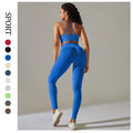 European and american new seamless yoga outfit for women - peach lift, high-waisted, tummy control, tight leggings set for running, sports, and fitness