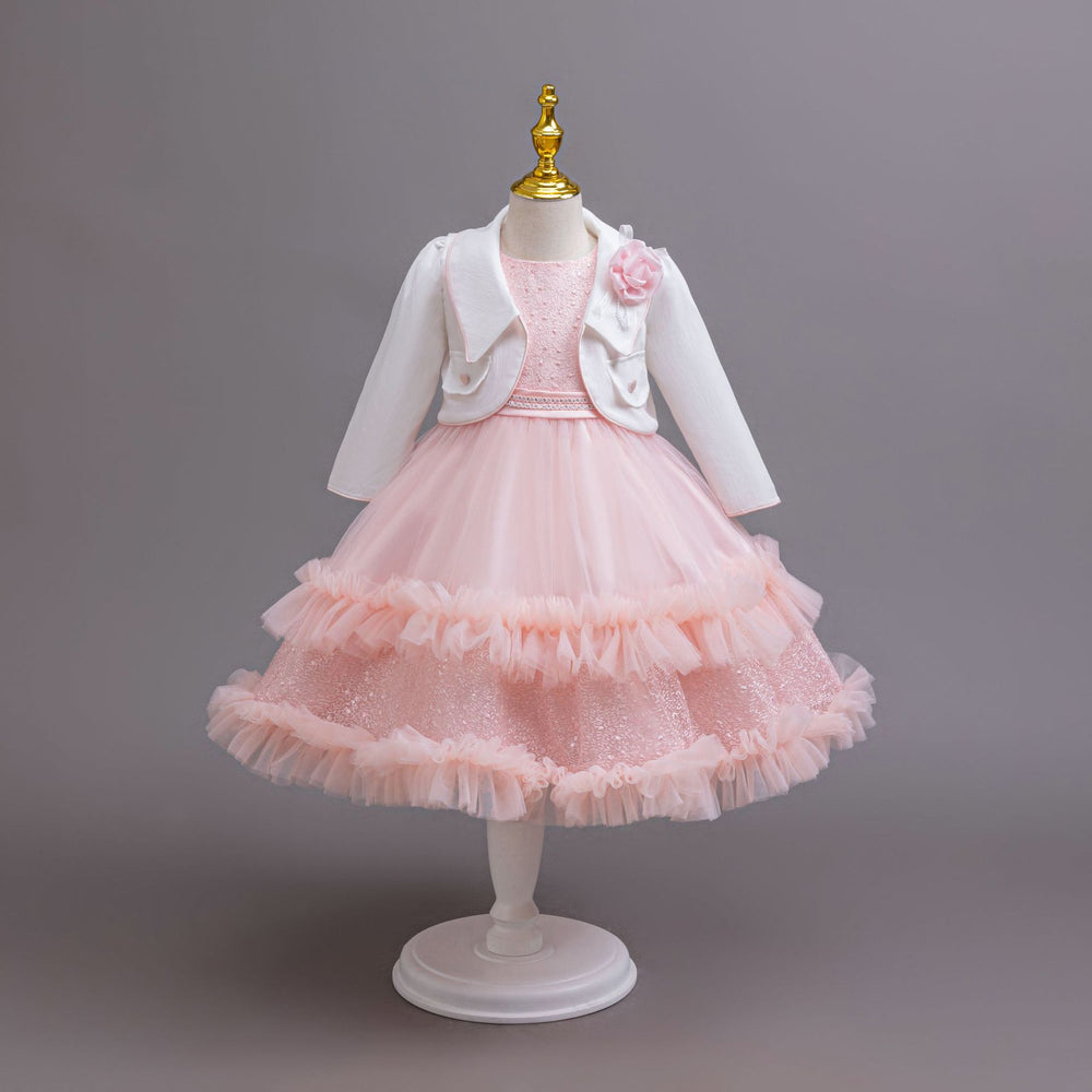 New arrival: three-piece children's formal dress set - lace princess dress for flower girls, model dress, kids dress