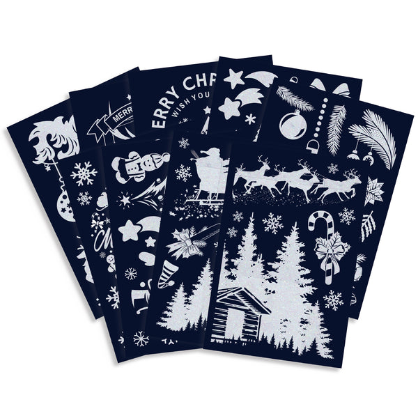 Cross-border new Christmas white Santa Claus sleigh printing window sticker, shopping mall cabinet glass static sticker